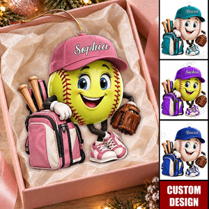 Personalized Softball Baseball Player Acrylic Ornament