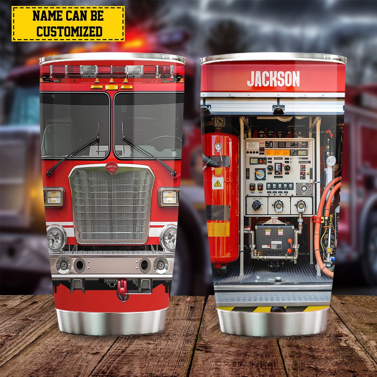 Fire Truck Tumbler-Personalized Firefighter Stainless Steel Tumbler-Gifts For Firefighter Lover