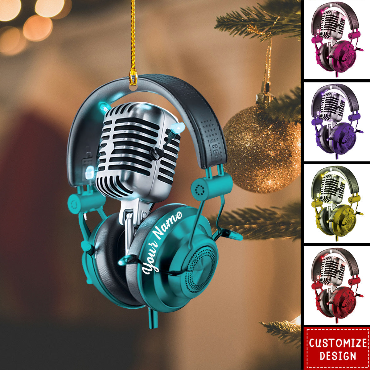 Personalized Microphone Christmas Ornament-Gifts For Sing Lover-New Release