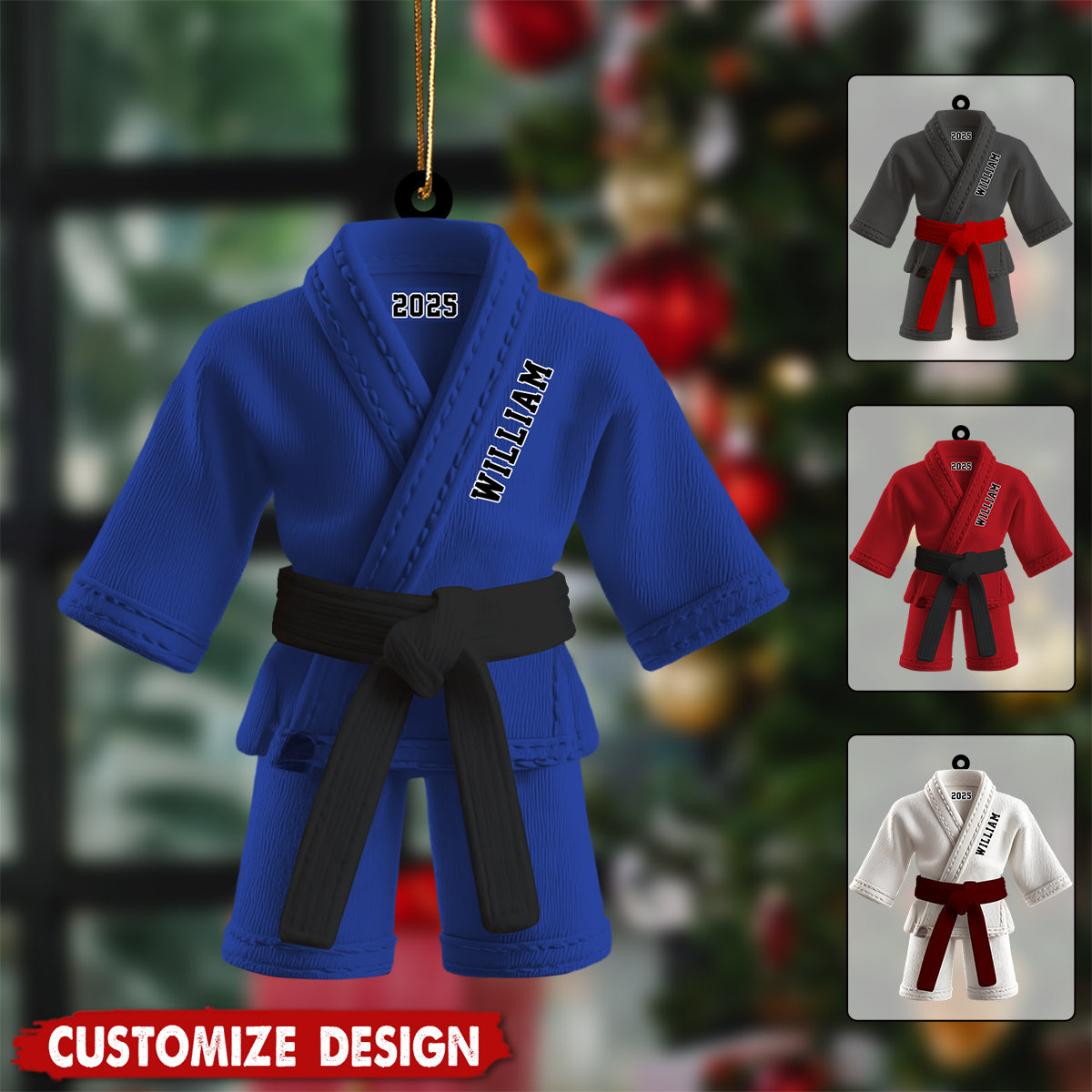 Personalized Black Belt Karate Christmas Ornament