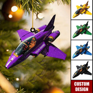 Personalized Fighter Jet Christmas Ornament- Military Pilot Gift