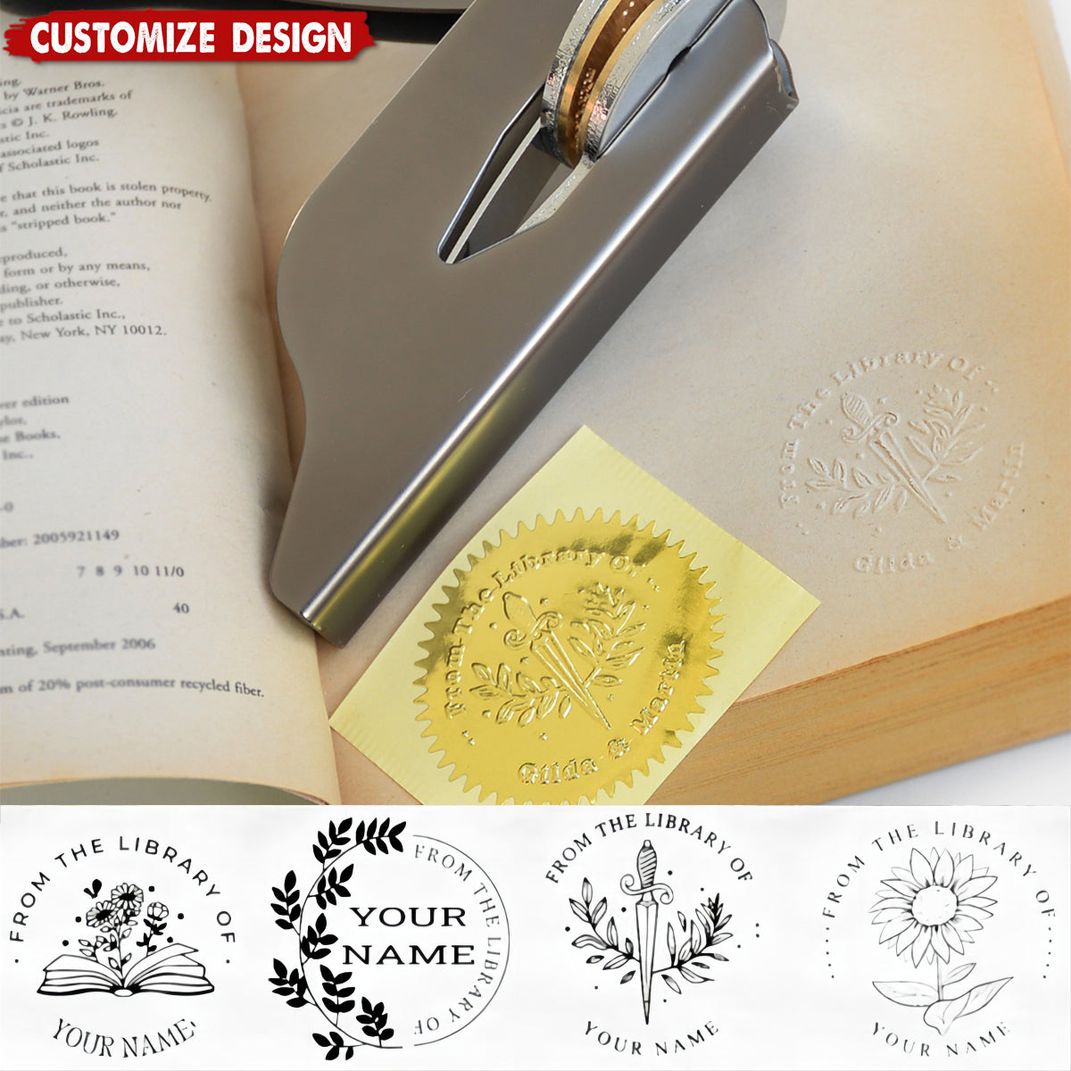 Personalized Book Embossing Stamp-Gift for Book Lovers