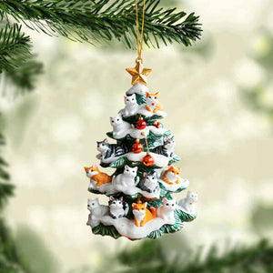 Snowy Cat Christmas Tree Ornament