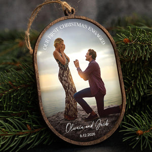 Engaged Ornament With Photo  - Personalized First Christmas Keepsake - Engagement Gift 2026