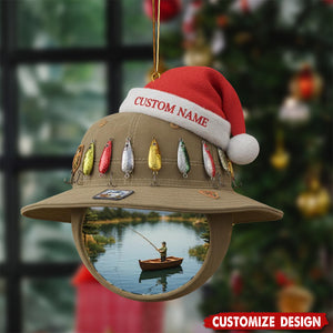 Personalized Fishing Hat Christmas Ornament - Gift for Fisherman