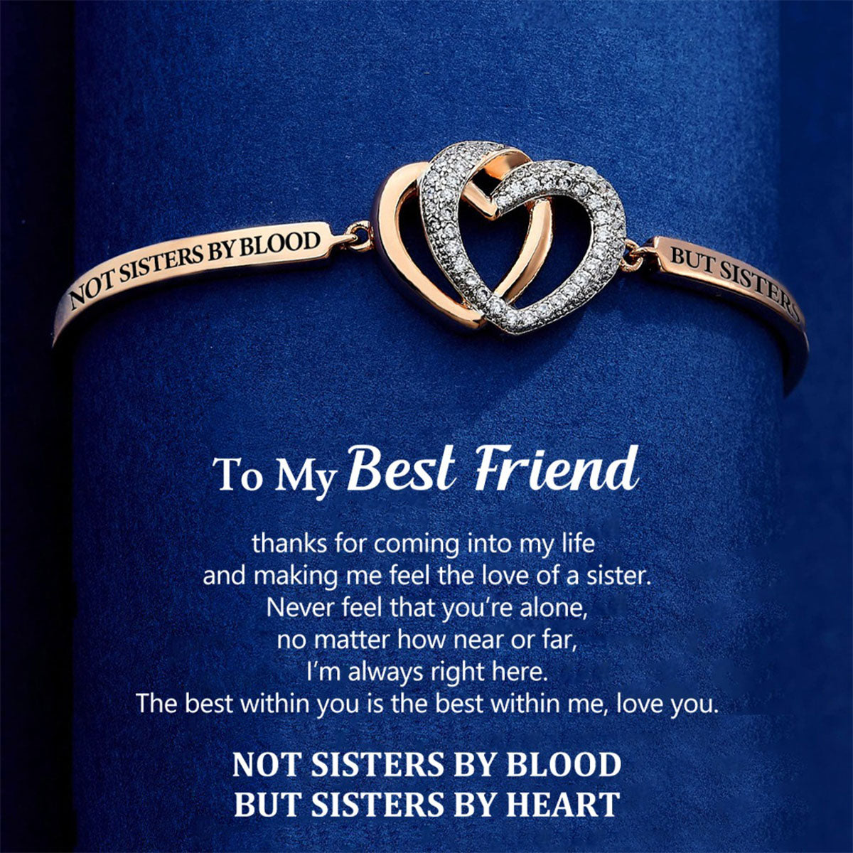 For Friend - Not Sisters By Blood But Sisters By Heart Double Heart Bracelet