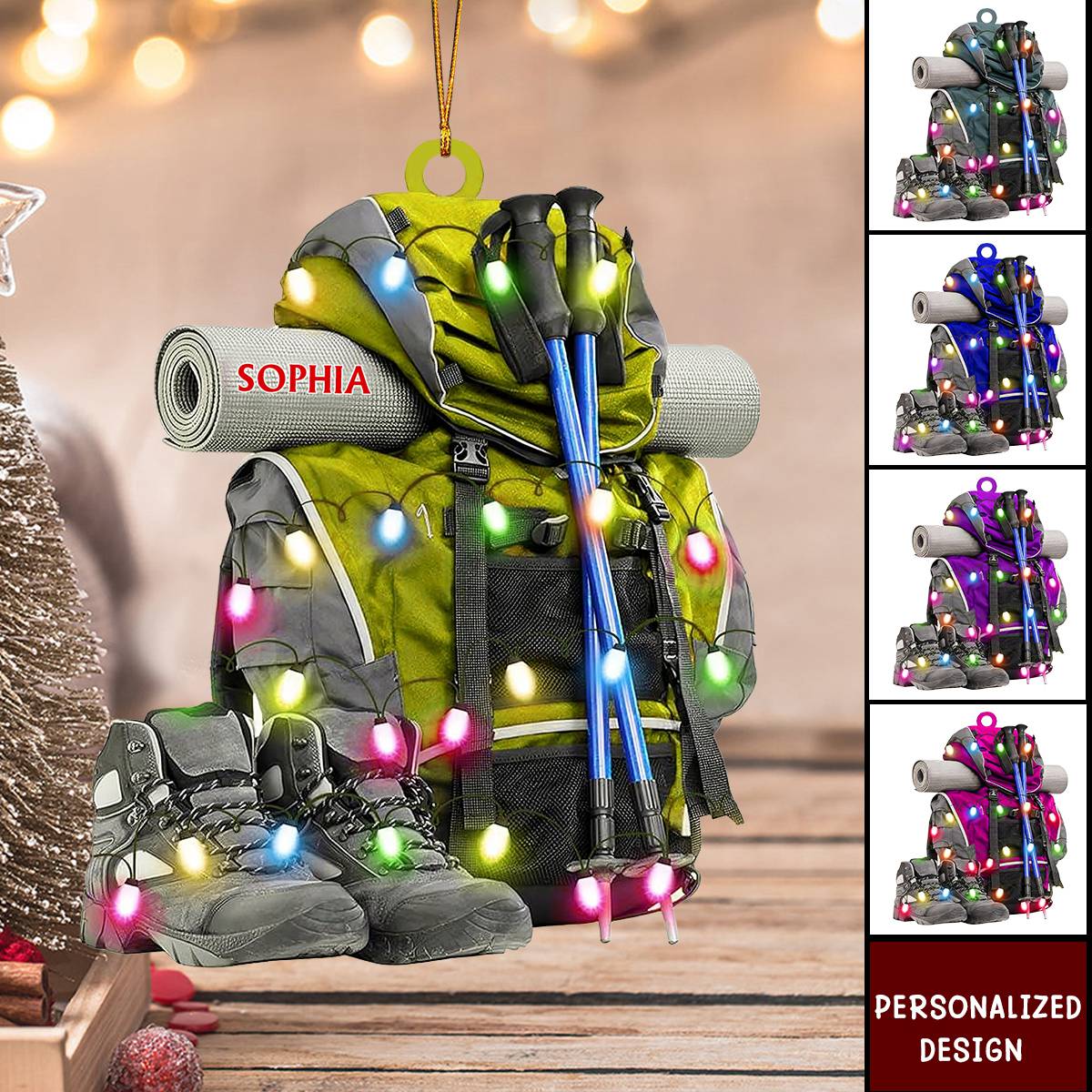 Personalized Hiking Bag Christmas Ornament,Camping Lover Gift,Keepsake Gift For Camper New Release Hiking Decor Gift