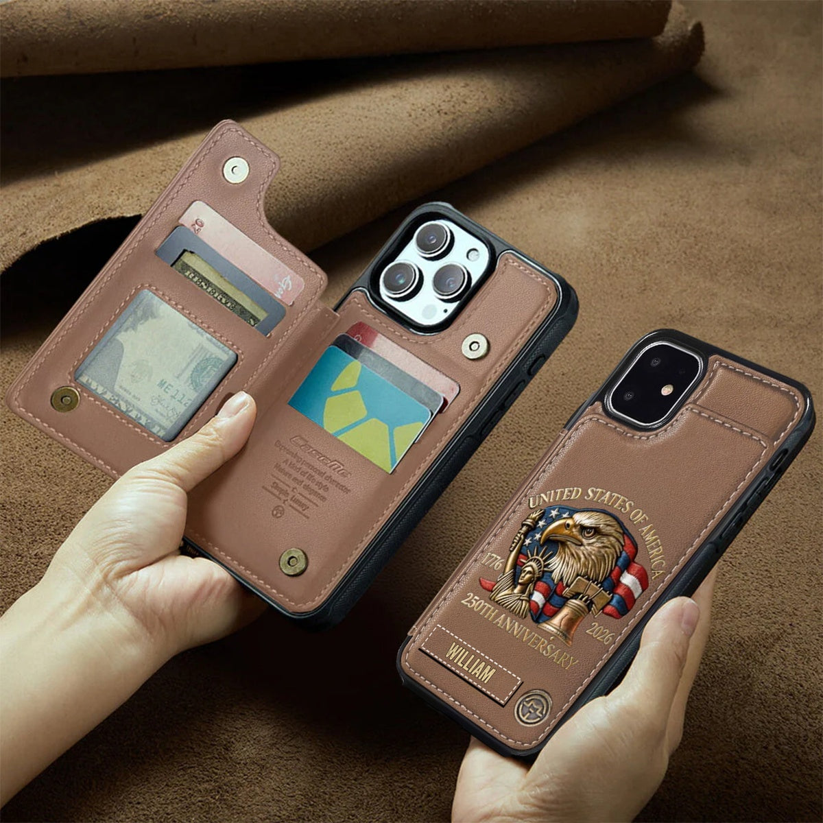 America 250Th Anniversary Personalized Wallet Phone Case