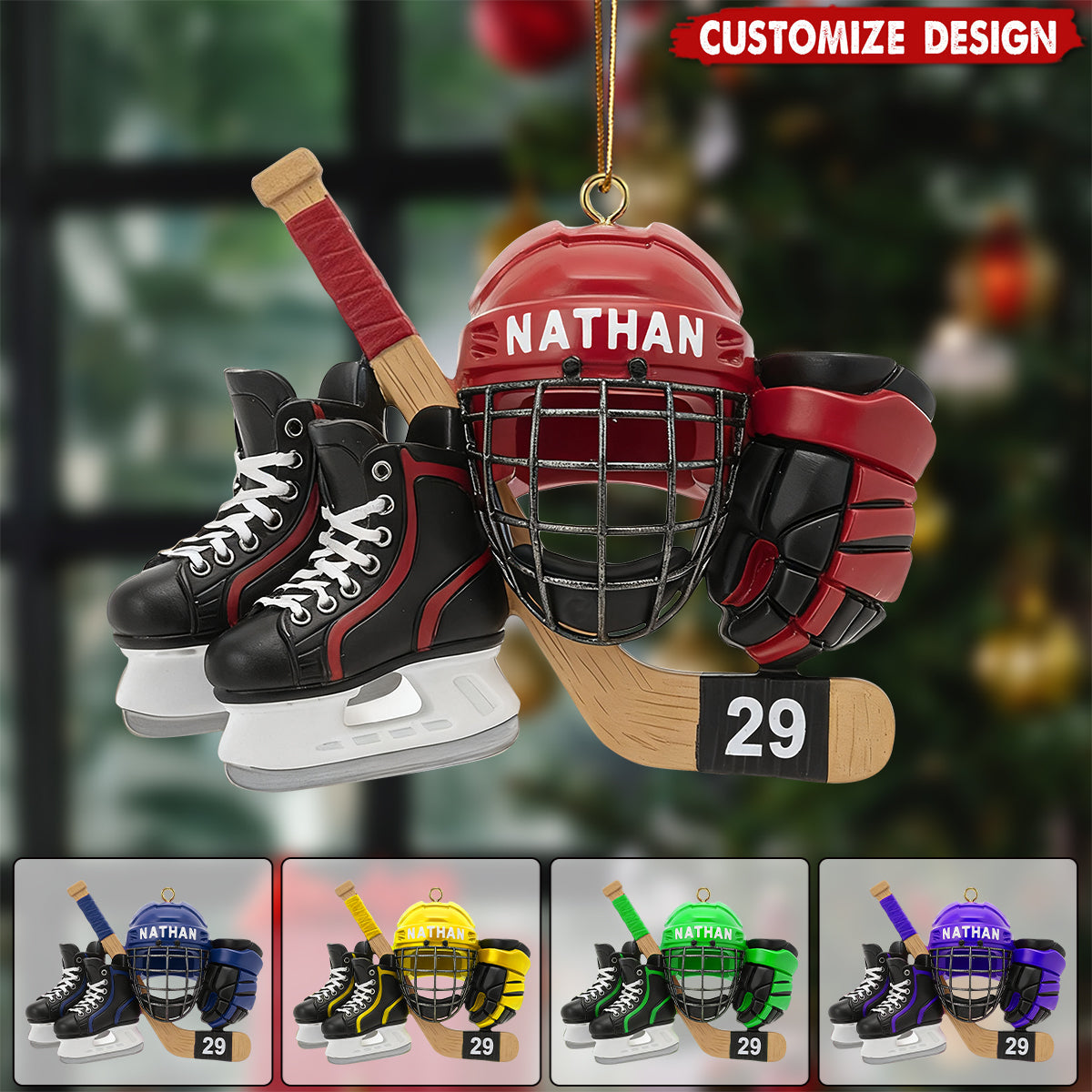 New Release - Personalized Hockey Set Ornament - Gift For Hockey Lovers