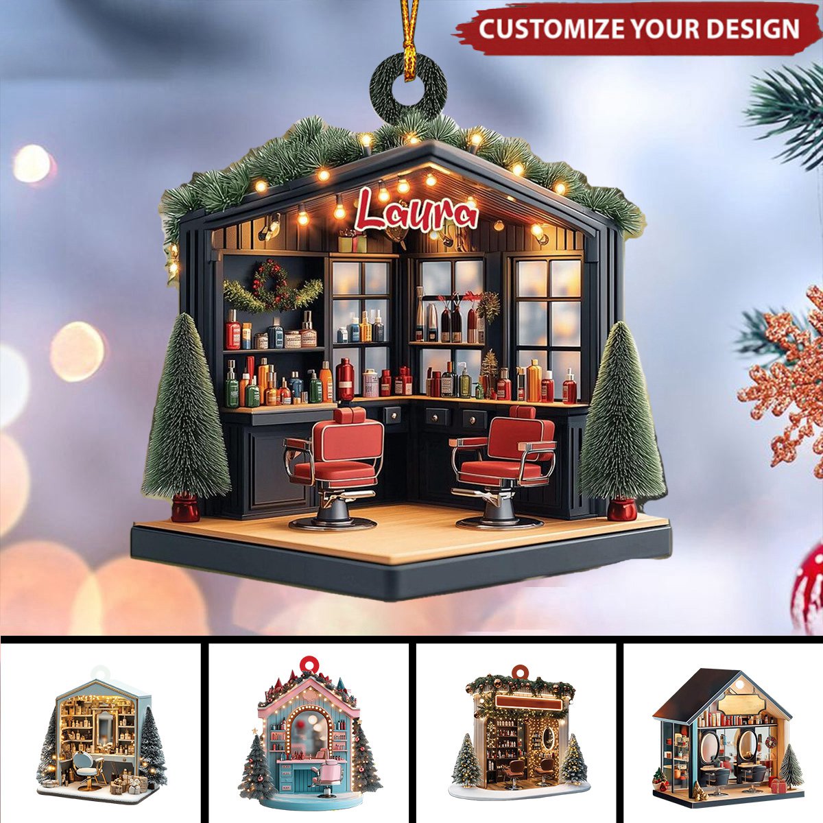 Personalized Hair Salon Christmas Ornament Gift For Hairdresser - 2024 New Release
