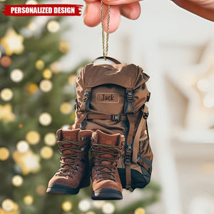 New Release Personalized Hiking Acrylic Ornament, Hiking Lovers Christmas Ornament,Camping Lover Gift