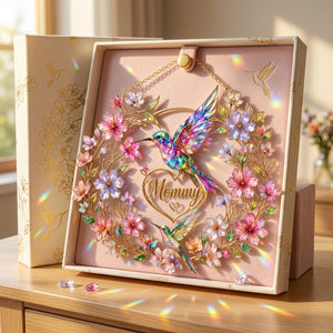 Personalized Hummingbird Suncatcher - Gift For Mom Grandma
