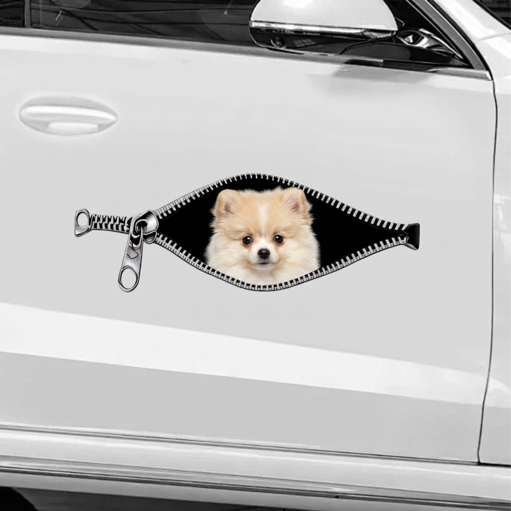Personalized Dog Cat Zipper Car Decal - Personalized Sticker Gift for Pet Lovers