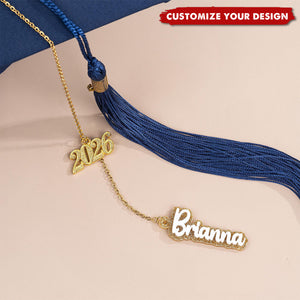 Personalized Graduation Cap Charm - Custom Glitter Name Tassel Decoration, 2026 Graduation Gift for Graduates and Classmates