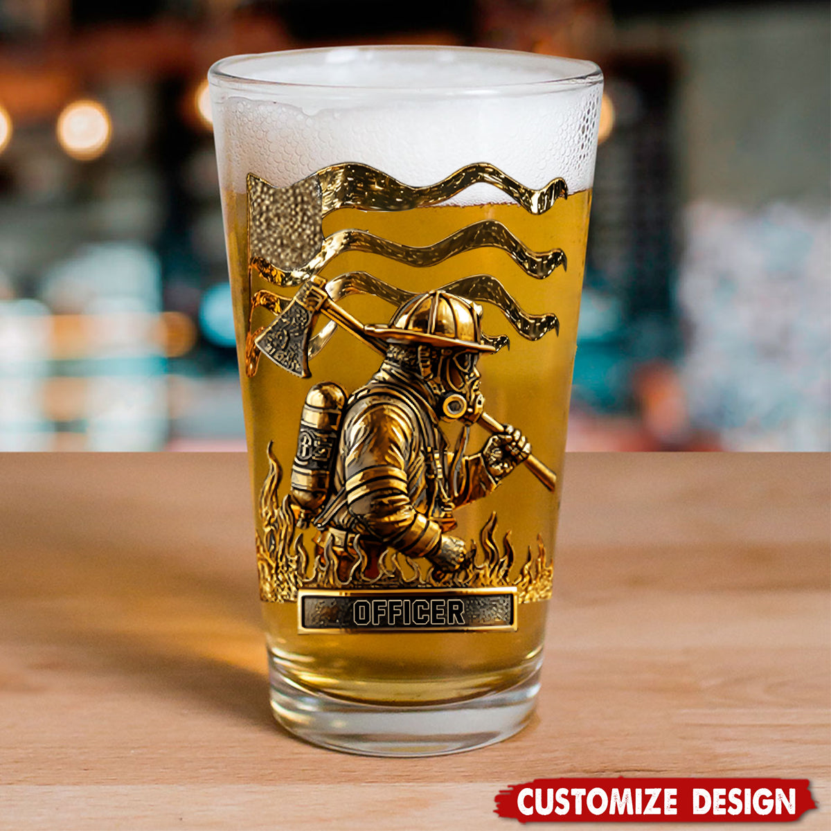 Proud Firefighter - Personalized Firefighter Beer Glass