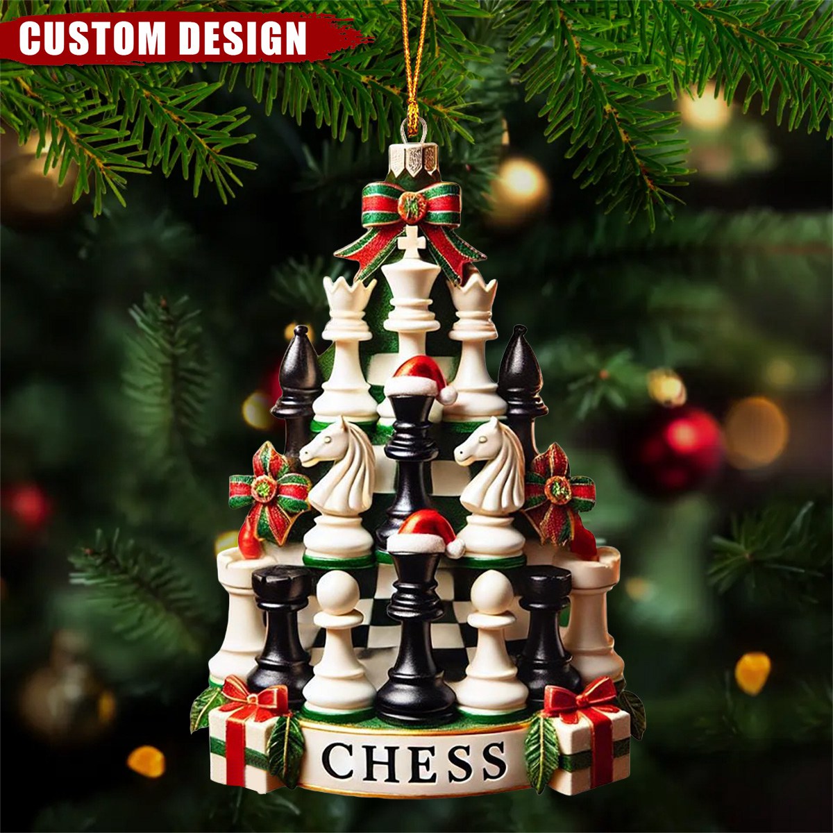 Personalized Chess Christmas Ornament - Gift For Chess Lovers - New Release