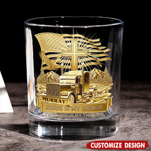 Trucker Christian Round Whiskey Glass - Personalized Gifts For Christian