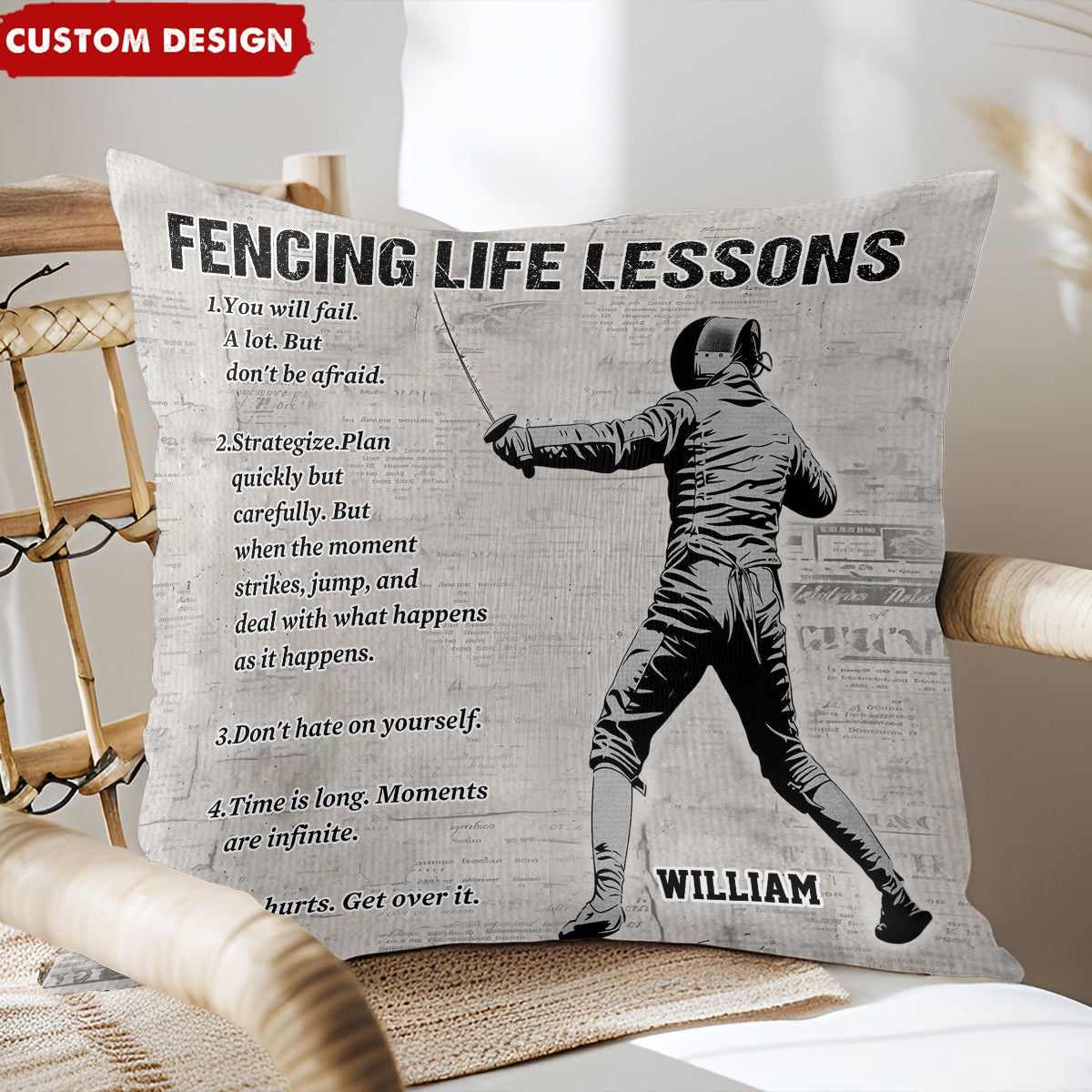 Personalized Fencing Life Lessons Pillow-Gift For Fencing Lovers