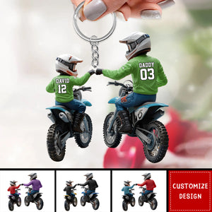 Dirt Bike Dad And Kid - Personalized Dirt Bike Acrylic Keychain
