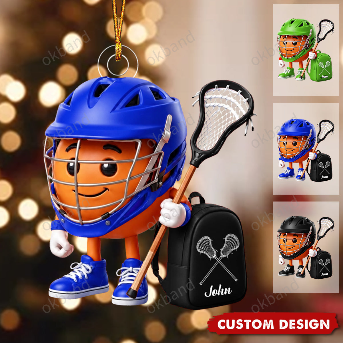 New Release - Personalized Cute Lacrosse Mascot Ornament - Gift for Lacrosse Lover