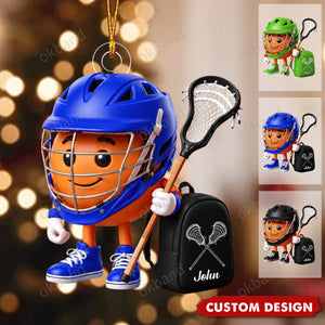 New Release - Personalized Cute Lacrosse Mascot Ornament - Gift for Lacrosse Lover