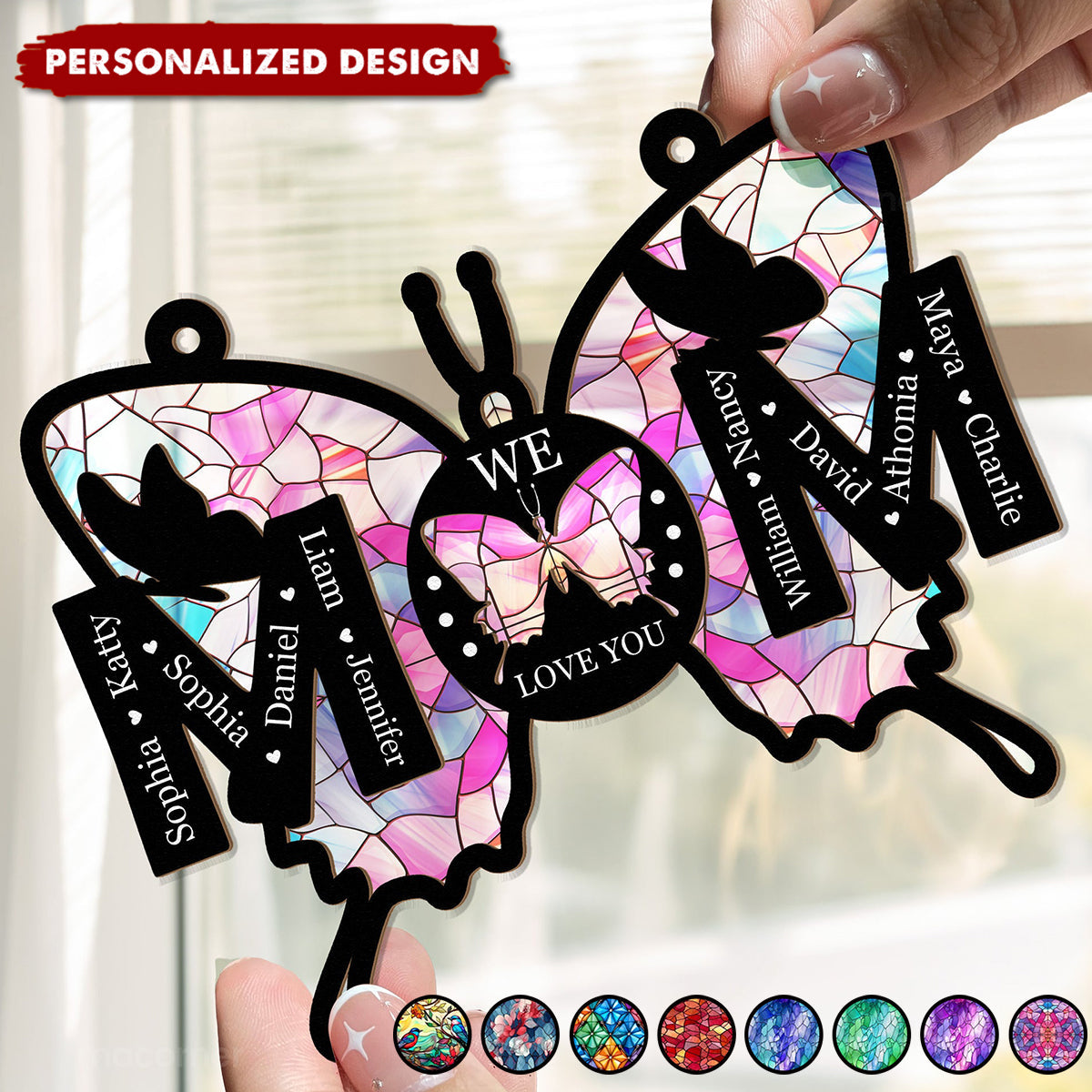 Mom Gifts We Love You-Personalized Window Hanging Suncatcher Ornament