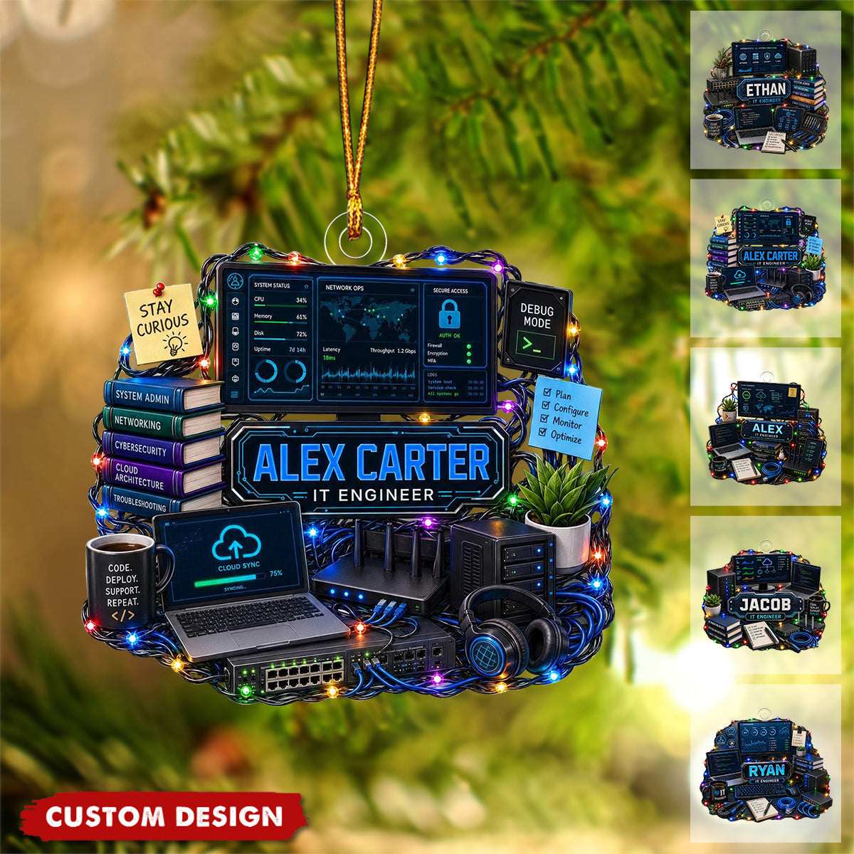 Personalized IT Ornament, Computer Engineer Gift