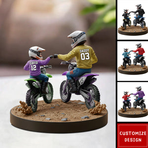 Dirt Bike/Motocross Racer Dad And Kid - Personalized Dirt Bike Shaped Acrylic Plaque
