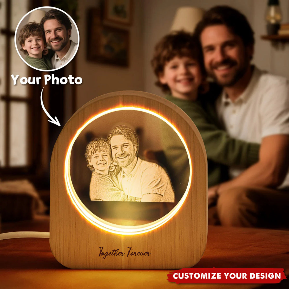Personalized 3D Crystal Photo Night Light