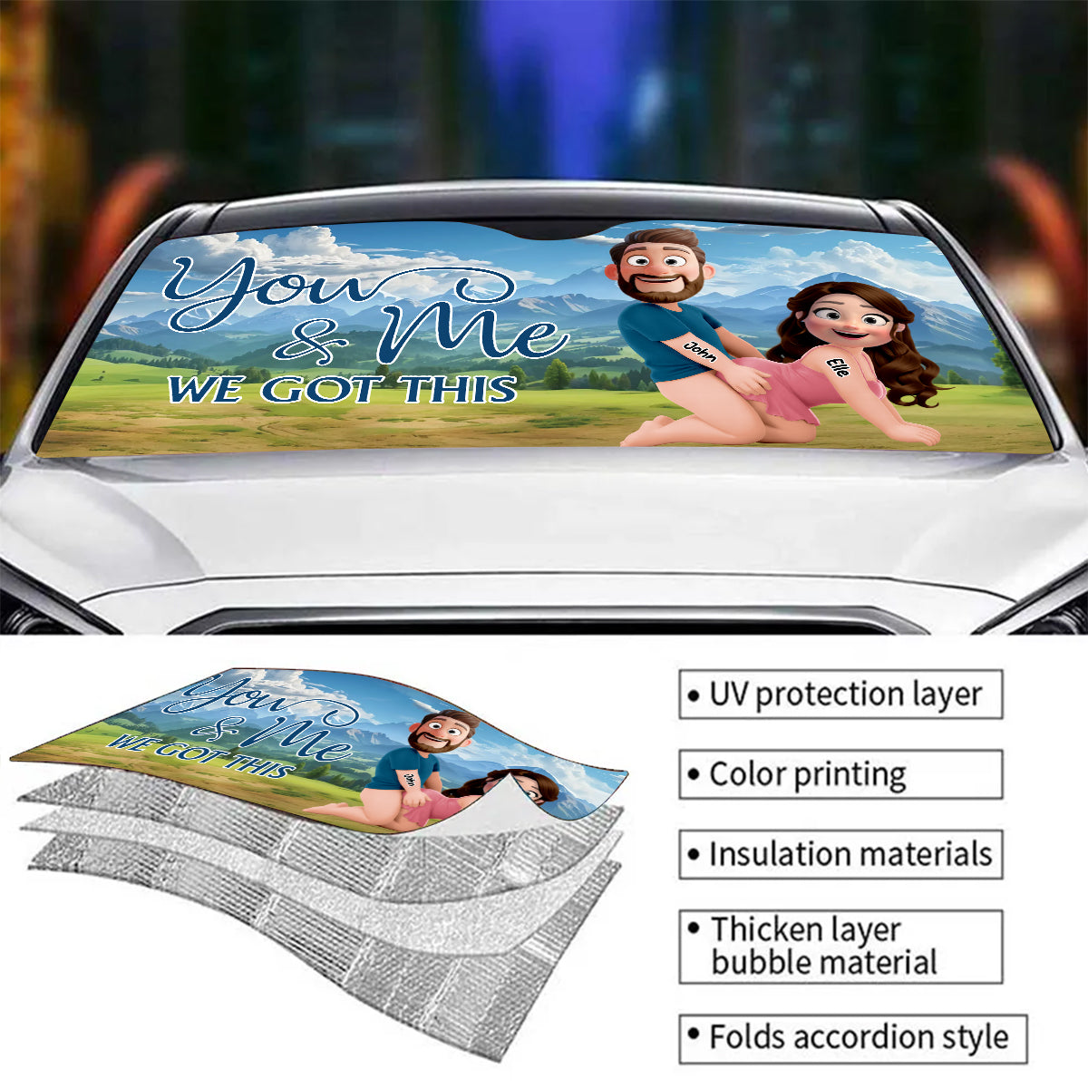 You And Me - Personalized Custom Car Sunshade
