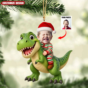 Personalized Kid With Dinosaur Design For Boy Girl - Personalized Photo Ornament