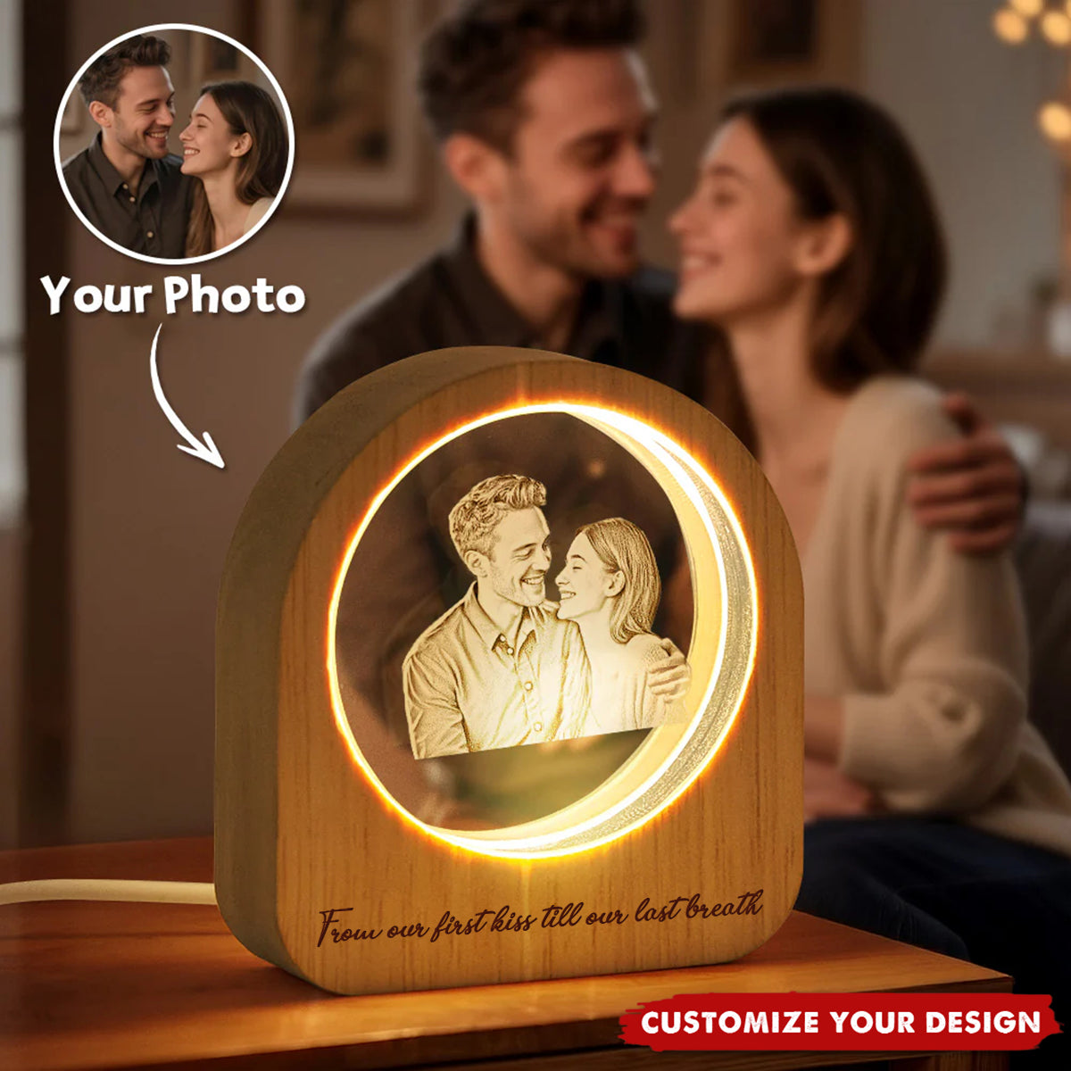 Personalized 3D Crystal Photo Night Light