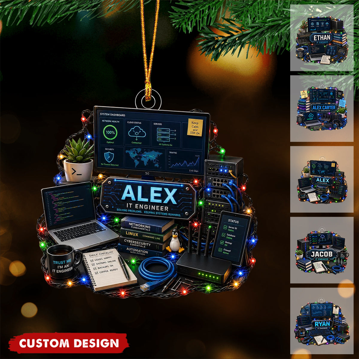 Personalized IT Ornament, Computer Engineer Gift