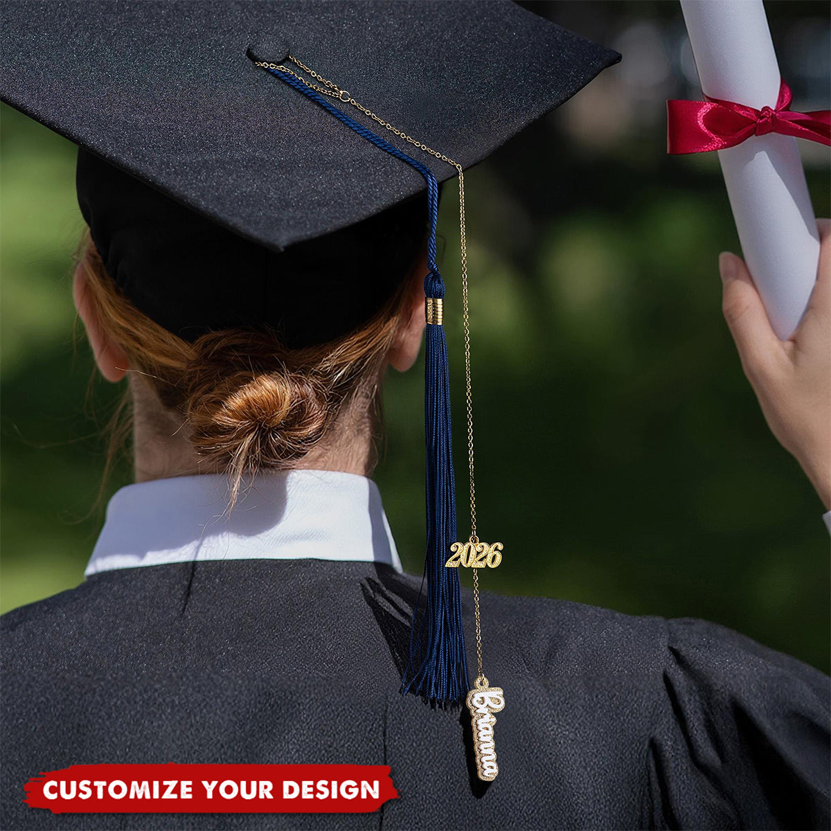 Personalized Graduation Cap Charm - Custom Glitter Name Tassel Decoration, 2026 Graduation Gift for Graduates and Classmates