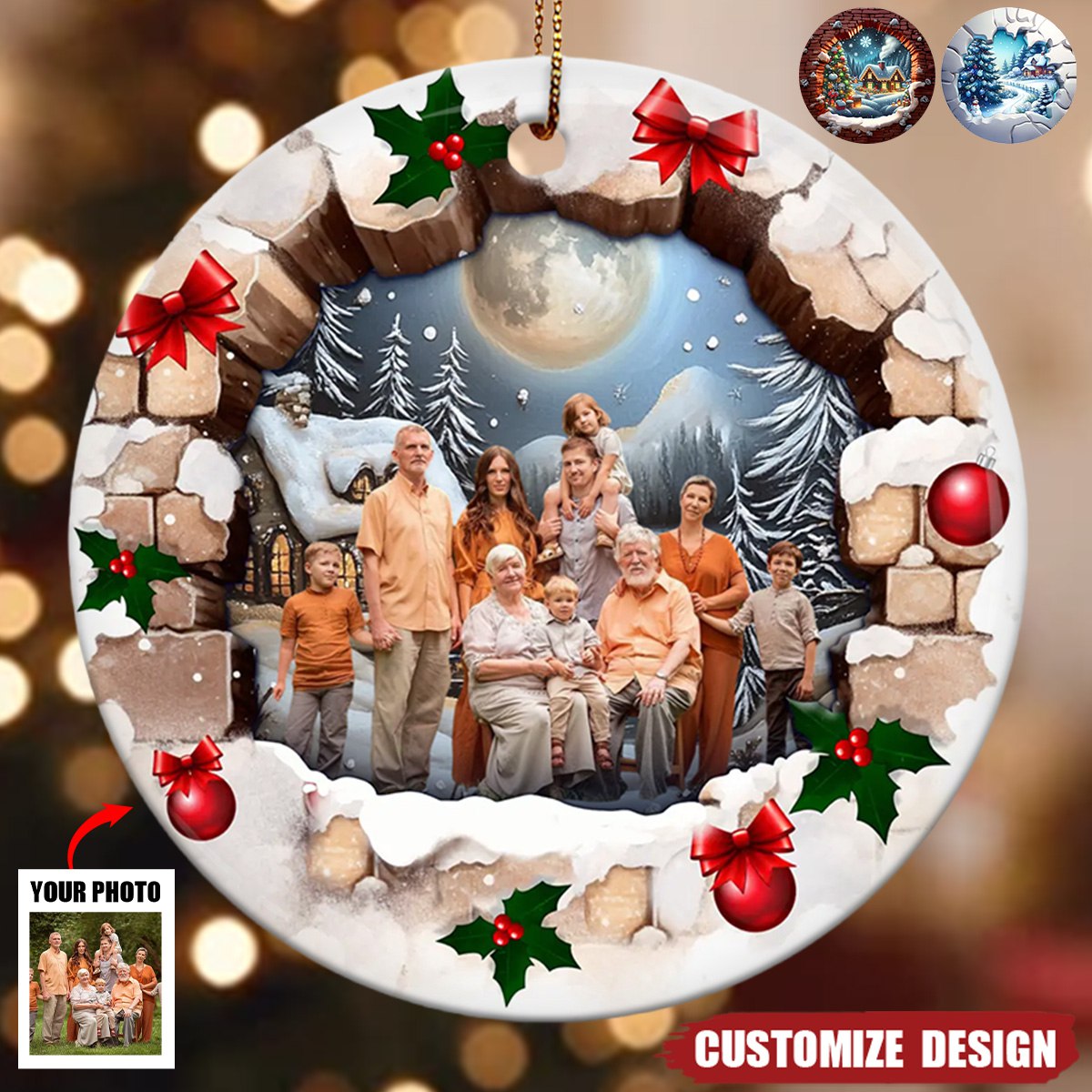 2024 New Release - Custom Photo Together Is The Best Gift Of All - Family Personalized Ceramic Round Shaped Ornament