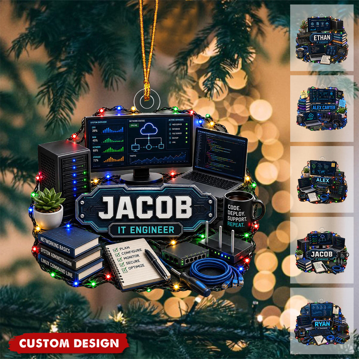 Personalized IT Ornament, Computer Engineer Gift