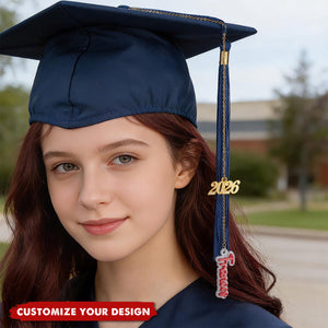 Personalized Graduation Cap Charm - Custom Glitter Name Tassel Decoration, 2026 Graduation Gift for Graduates and Classmates