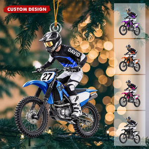 Personalized Motocross Ornament: Custom Name, Number, Bike Color