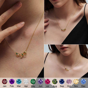 Personalized Heart Birthstone Necklace -Gift For Her