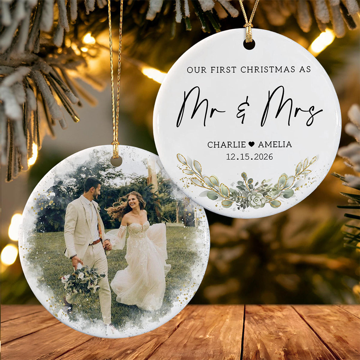 First Christmas Married Ornament, Our 1st Xmas As Mr & Mrs Ornament, Wedding Photo Ornaments, Anniversary Gifts