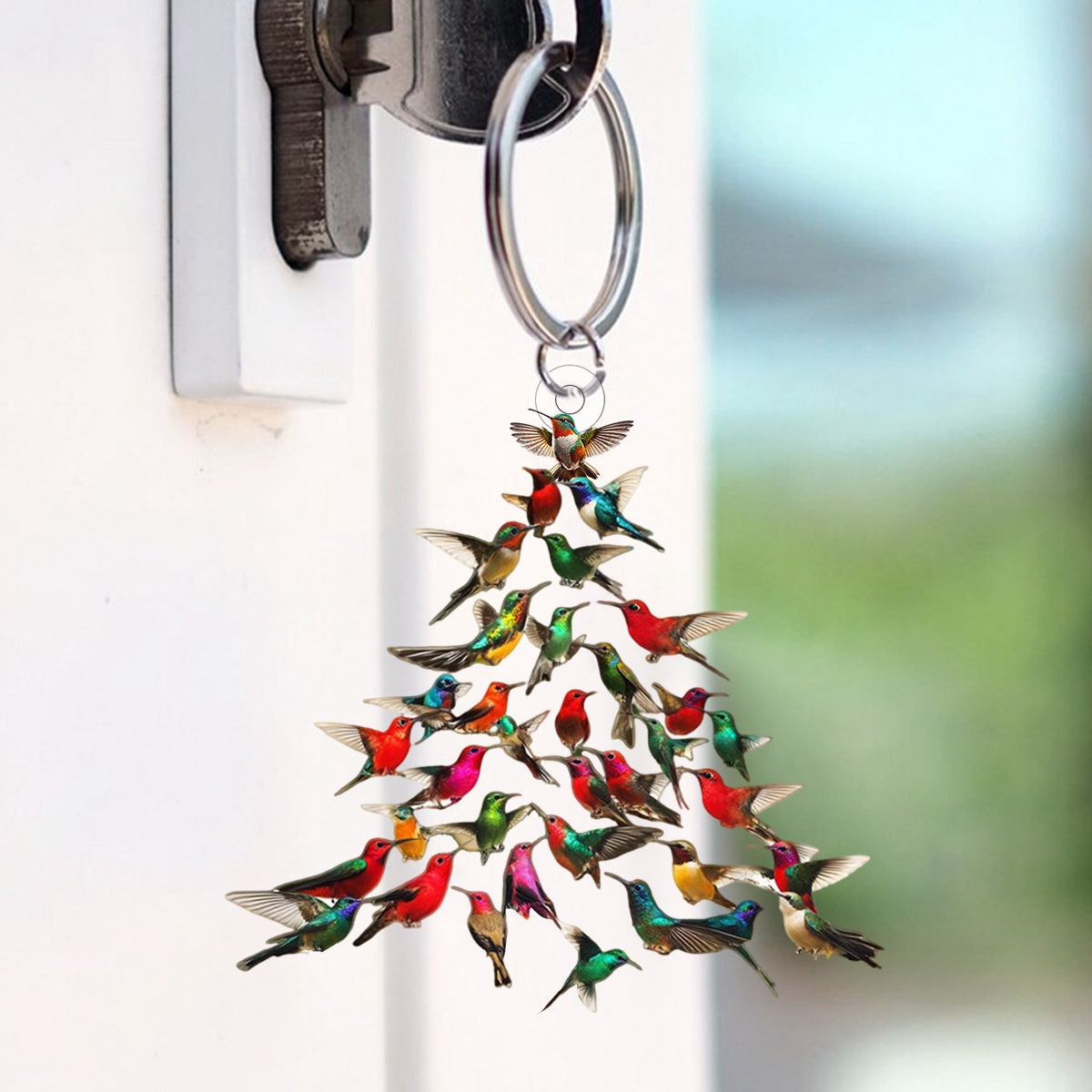 Hummingbird Bird Keychain - Metal Pendant Charm, Silver Kiwi Style - Unisex
