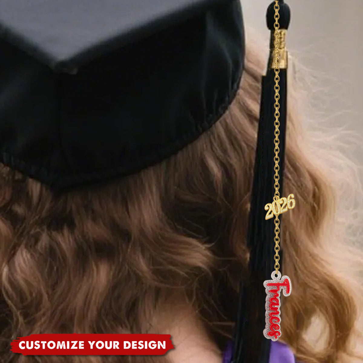 Personalized Graduation Cap Charm - Custom Glitter Name Tassel Decoration, 2026 Graduation Gift for Graduates and Classmates