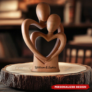 Personalized Hand Carved Wooden Heart Couple Plaque-Anniversary or Wedding Gift