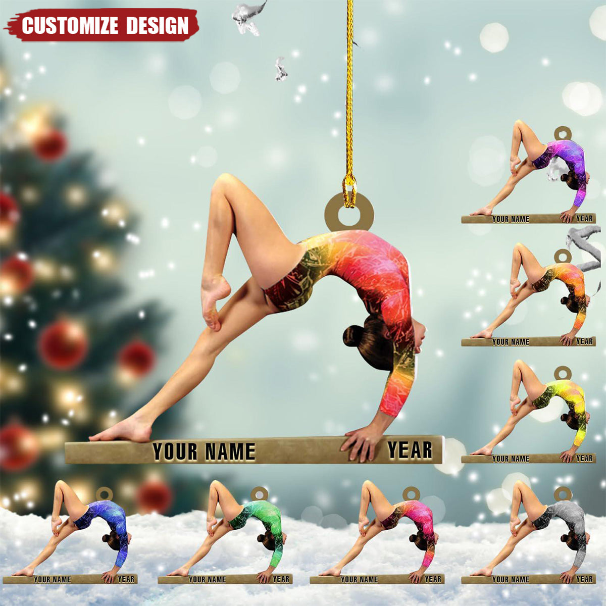 Personalized Gymnastics Acrylic Christmas Ornament - New Release