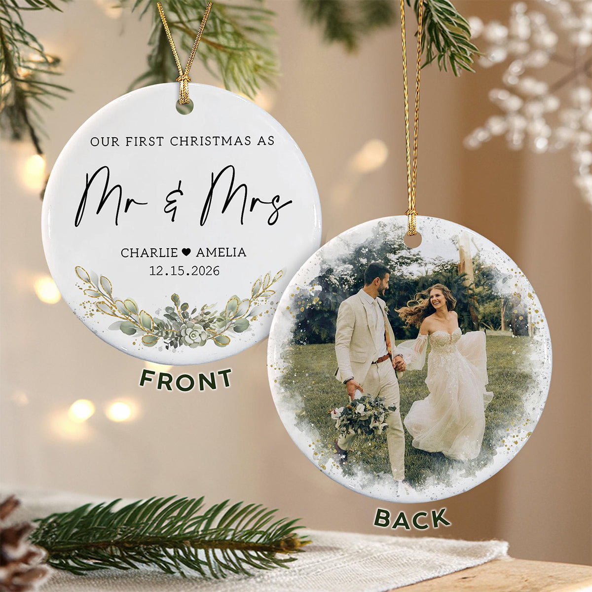 First Christmas Married Ornament, Our 1st Xmas As Mr & Mrs Ornament, Wedding Photo Ornaments, Anniversary Gifts