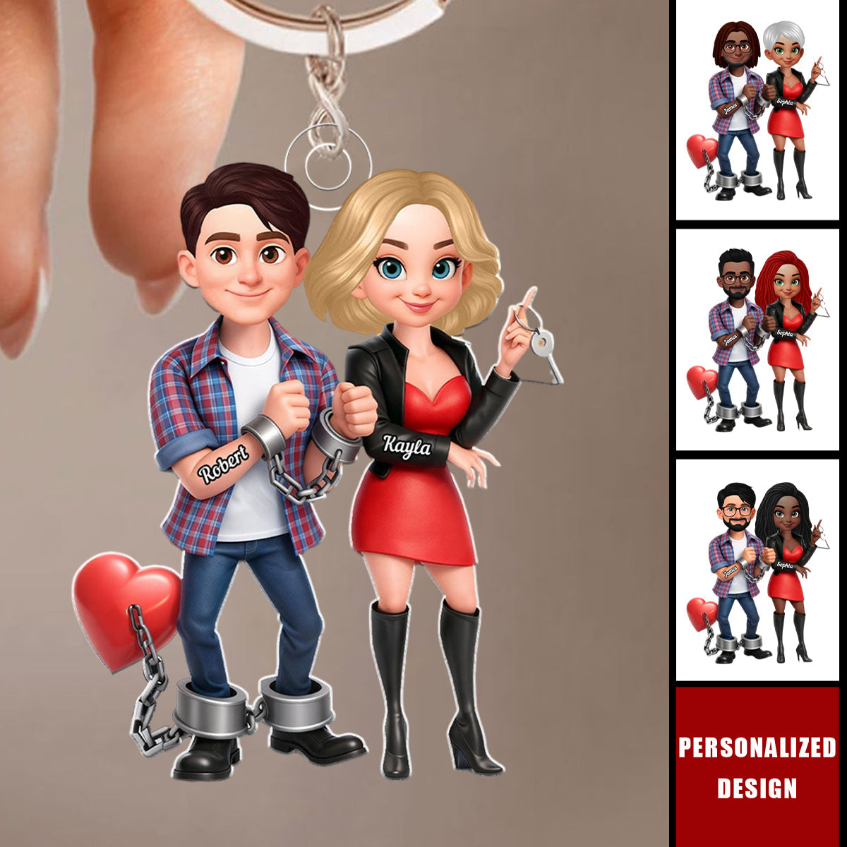 Personalized Funny Cartoon Couple Keychain - Gift for Couple