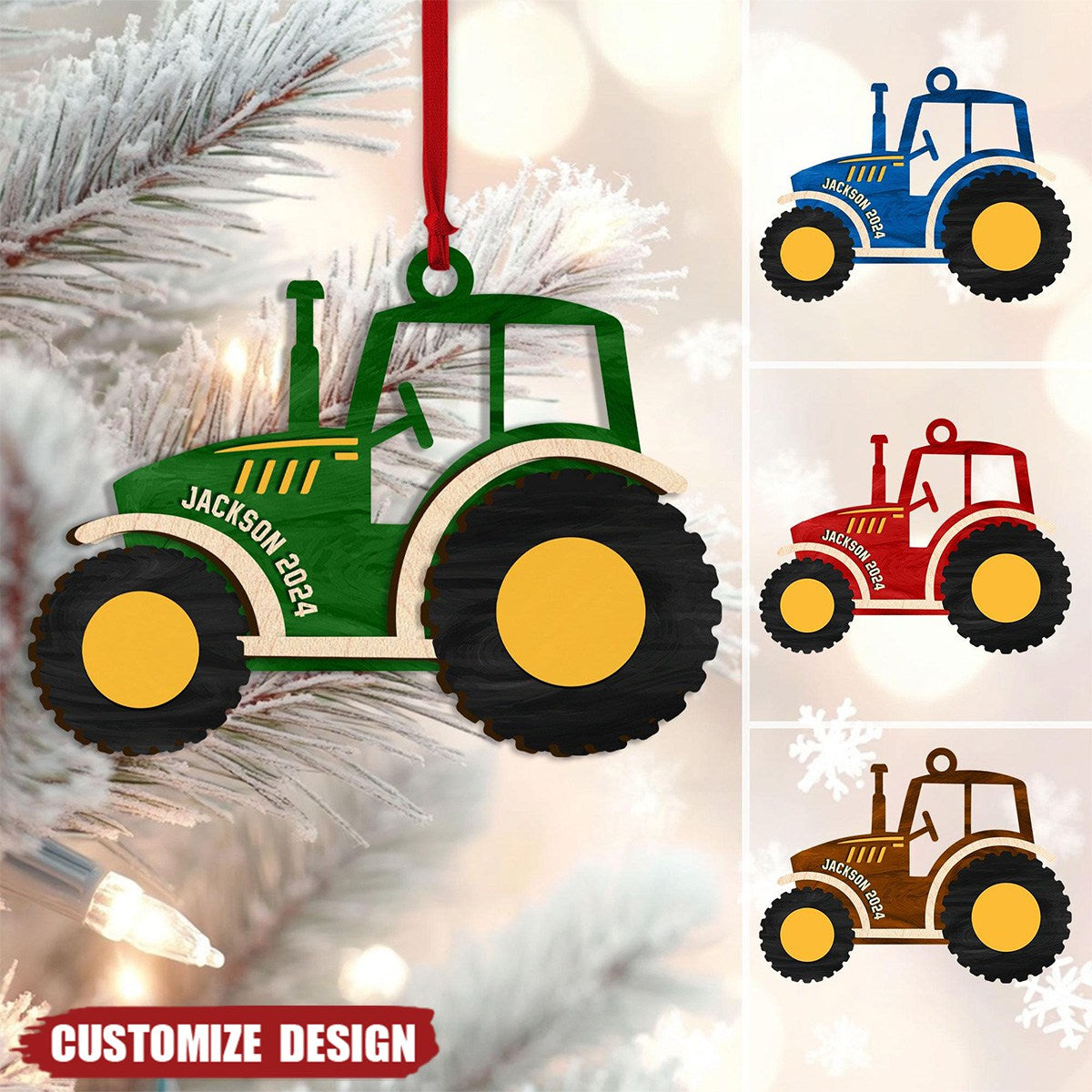 2024 New Release Personalized Tractor Wood Ornament