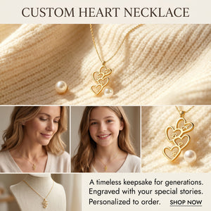 Personalized Family Initial Heart Necklace - Name Pendant, Mother's Day Gift