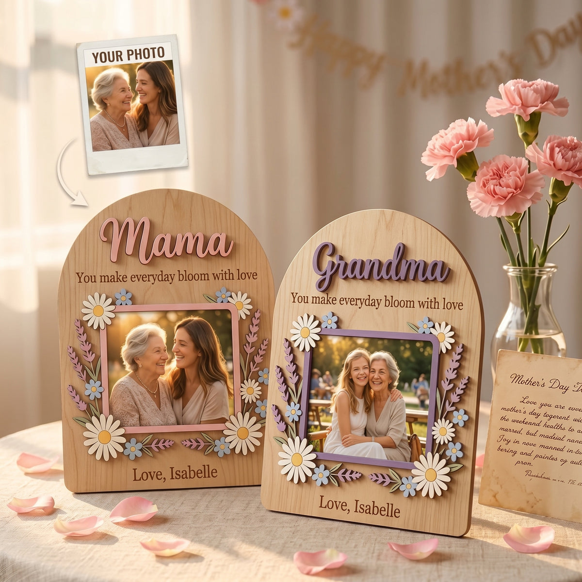 Personalized Wooden Photo Frame - Mom Grandma Gift