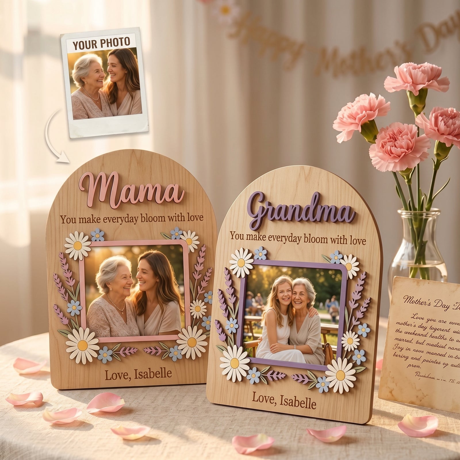 Personalized Wooden Photo Frame - Mom Grandma Gift